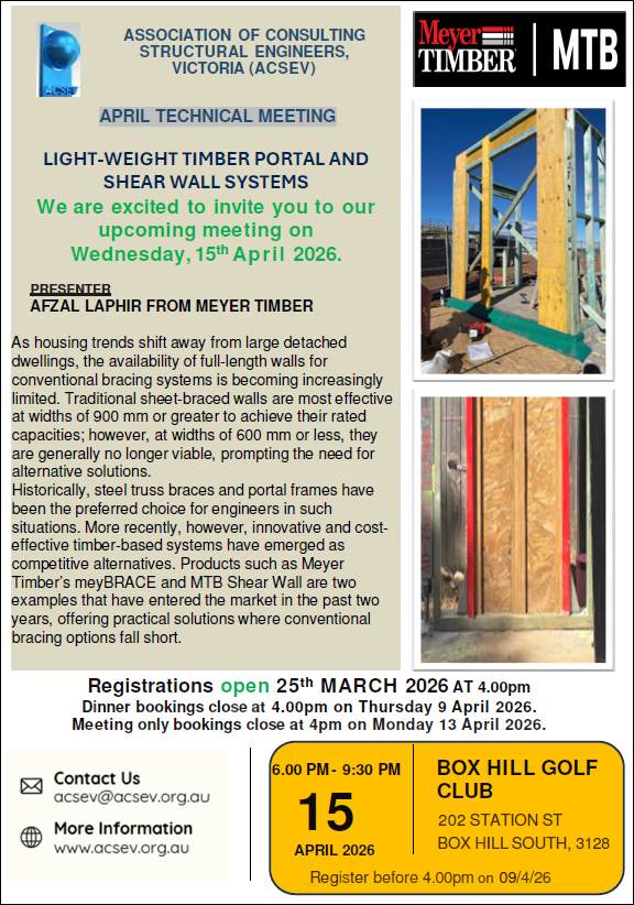 Lightweight Timber Portal and Shear Wall Systems - Dinner & Technical Meeting