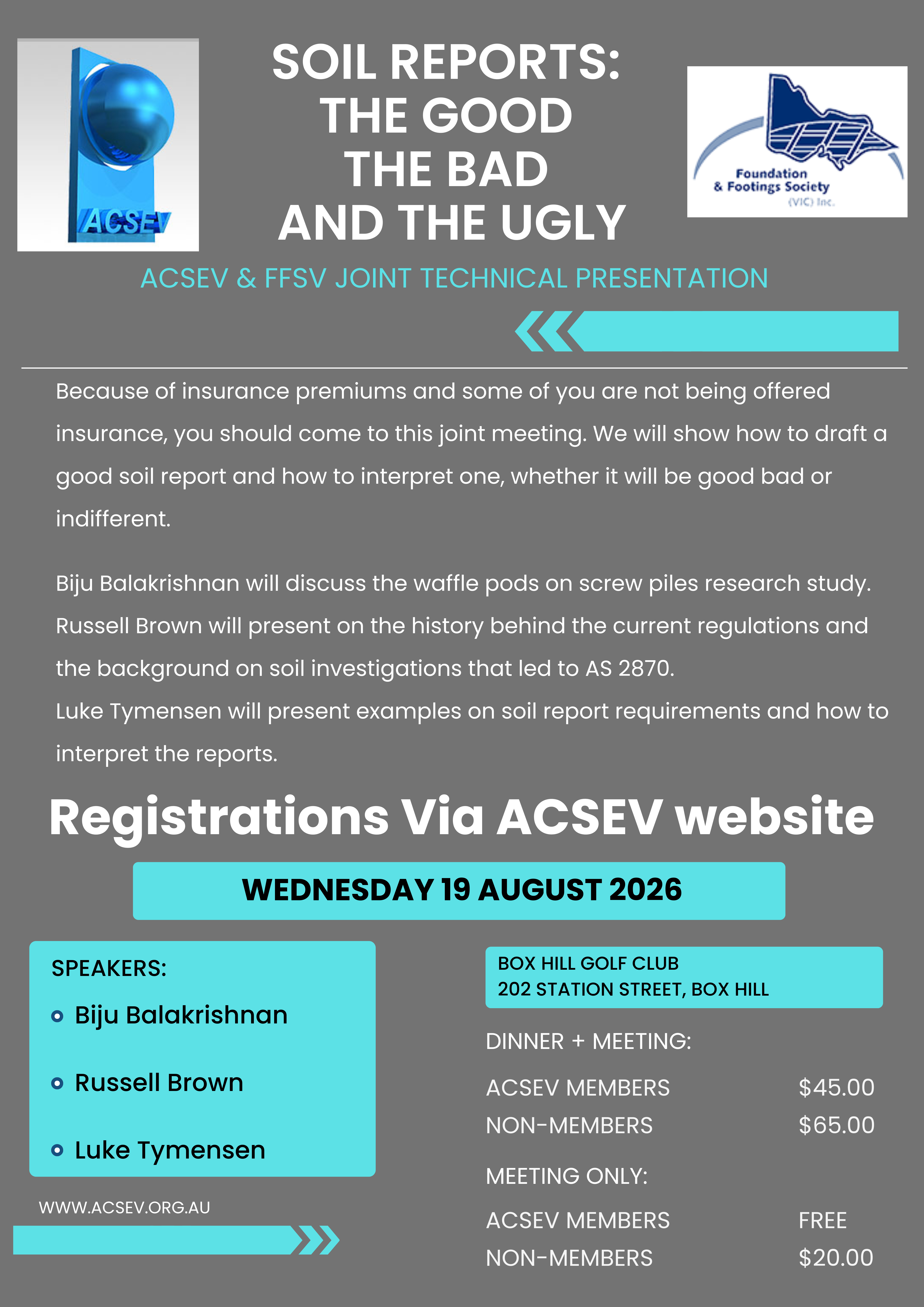 Soil Reports: The Good, the Bad & the Ugly - Dinner  & Technical Meeting